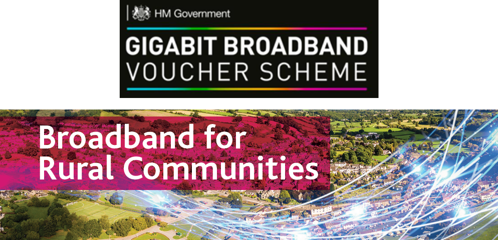 Banner image advertising government funding for gigabit broadband in rural areas