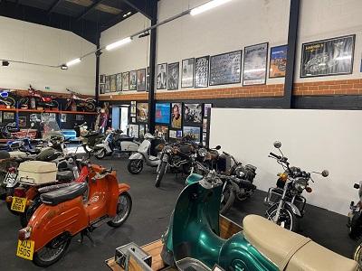 Vintage scooters in a garage